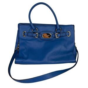 Michael Kors Hamilton Leather Tote Purse Bag Heritage Blue Goldtone NWOT